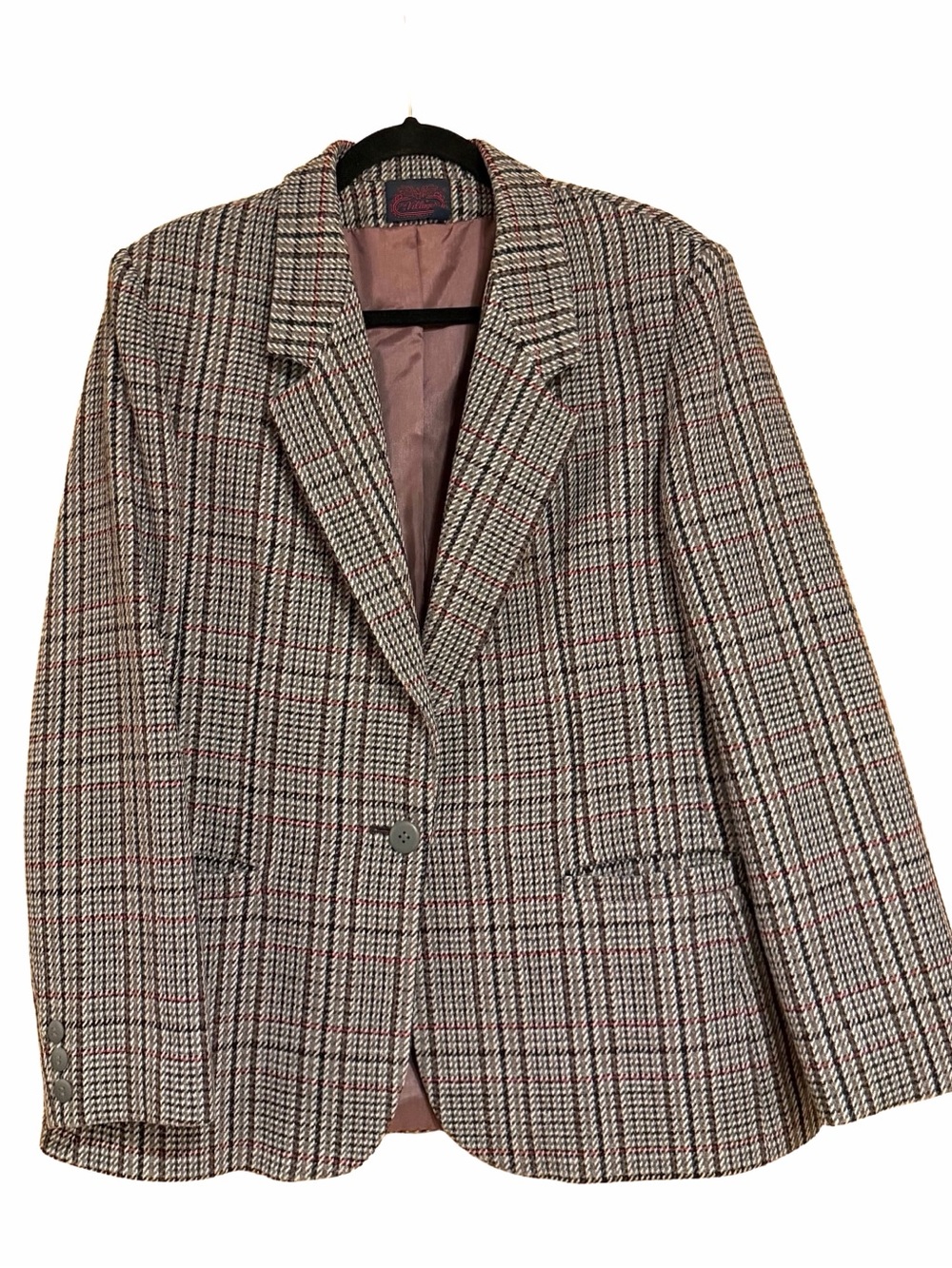 Vintage The Villager Gray Plaid Blazer Size 16